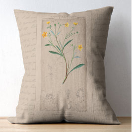 Fransk Botaniskt Illustration-knapp Prydnadskudde