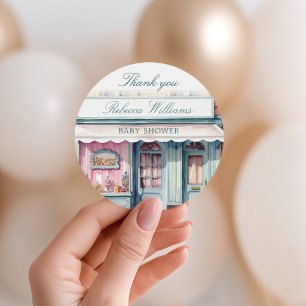 Fransk Boutique Bonjour Bebe Baby shower Runt Klistermärke
