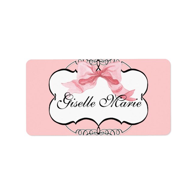 Fransk Bow in Dots, Baby Shower Sticker Seal Adressetikett (Framsidan)