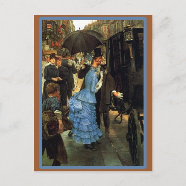 Fransk Bride Stepping in Carriage Vykort (Framsida)