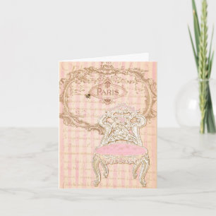 Fransk Brocante Royale Rosa drottningens stol Kort