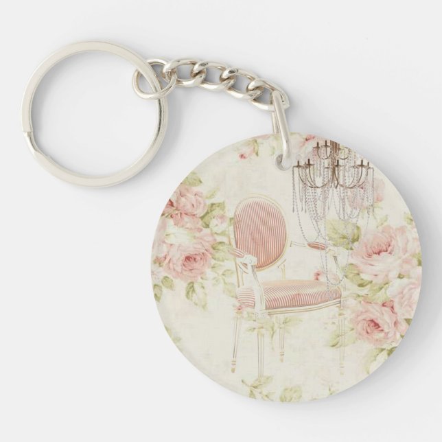 Fransk Budoir Vintage Rosa Blommigt (Framsidan)