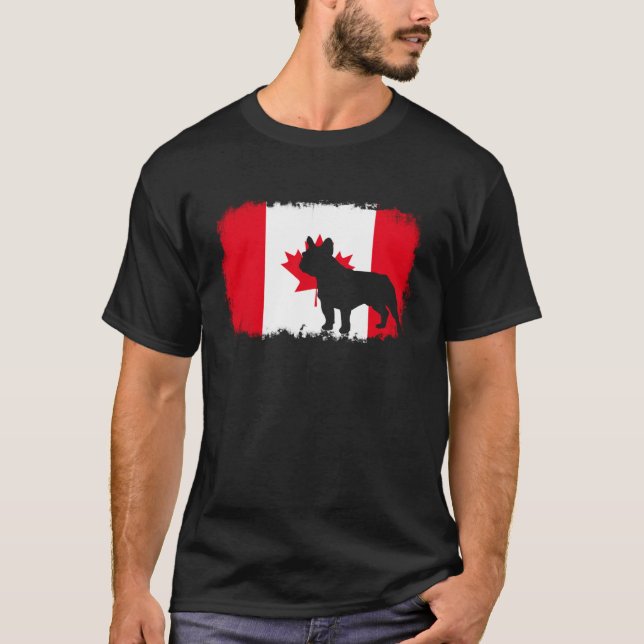 Fransk bull dog Canada Canadian flagga frenchies b T Shirt (Framsida)