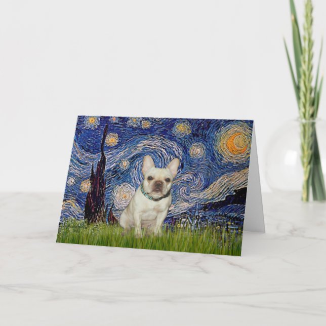 Fransk Bulldog 1 - Starry Natt Kort (Framsida)