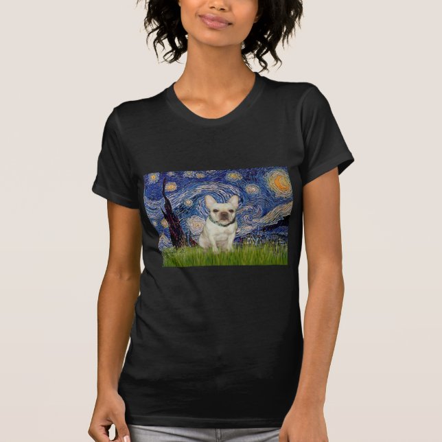 Fransk Bulldog 1 - Starry Natt T Shirt (Framsida)