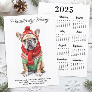 Fransk Bulldog 2025 - jul i kalendern Hund älskare Julkort
