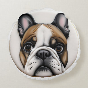 Fransk Bulldog 3D Inspirerad Rund Kudde