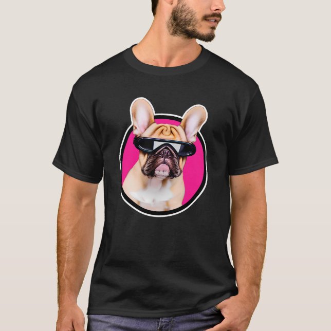 Fransk Bulldog 80-tal Stil Vaporwave Frenchies Äls T Shirt (Framsida)