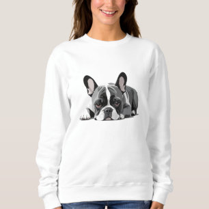 Fransk Bulldog Adsible Cute Animal Sleeping Slappn T Shirt
