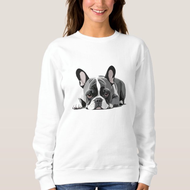 Fransk Bulldog Adsible Cute Animal Sleeping Slappn T Shirt (Framsida)