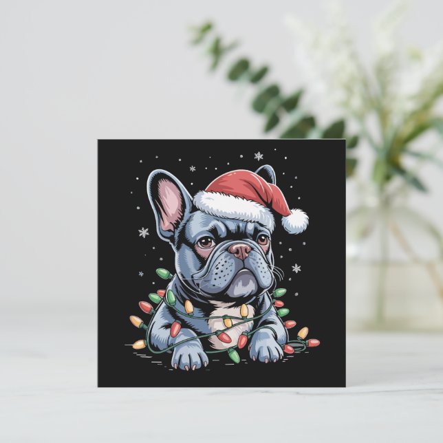 Fransk Bulldog Älskare Frenchie Julhatt Xmas  Julkort (Stående Fram)
