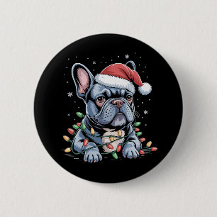 Fransk Bulldog Älskare Frenchie Julhatt Xmas Knapp