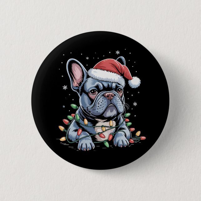 Fransk Bulldog Älskare Frenchie Julhatt Xmas  Knapp (Framsida)