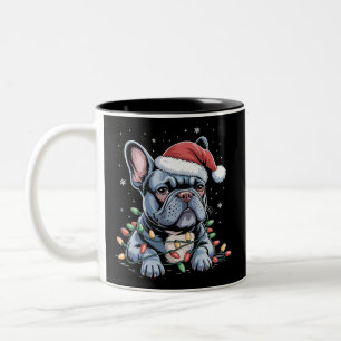 Fransk Bulldog Älskare Frenchie Julhatt Xmas Två-Tonad Mugg