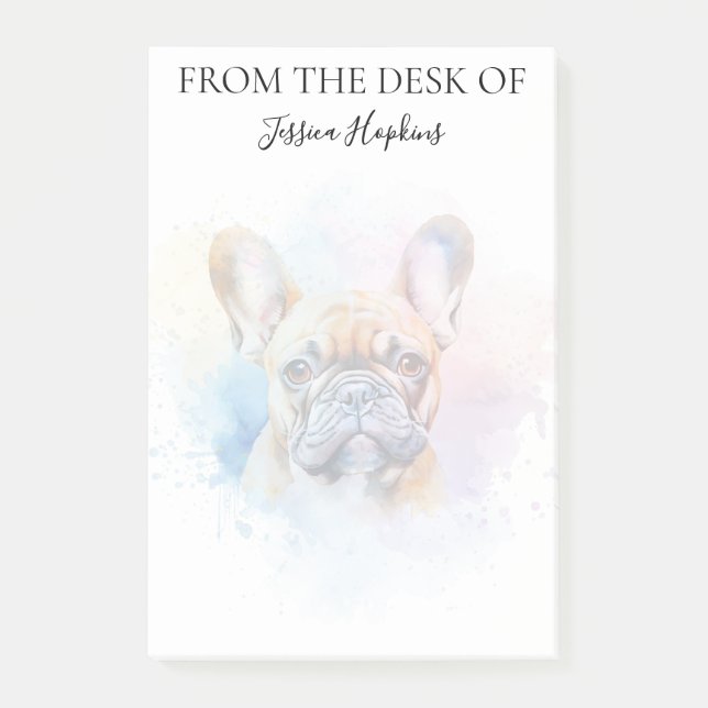 Fransk Bulldog Älskare Monogrammerad Hund Post-it Block (Framsida)