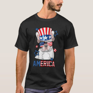 Fransk Bulldog America American Flagga Hund USA T Shirt