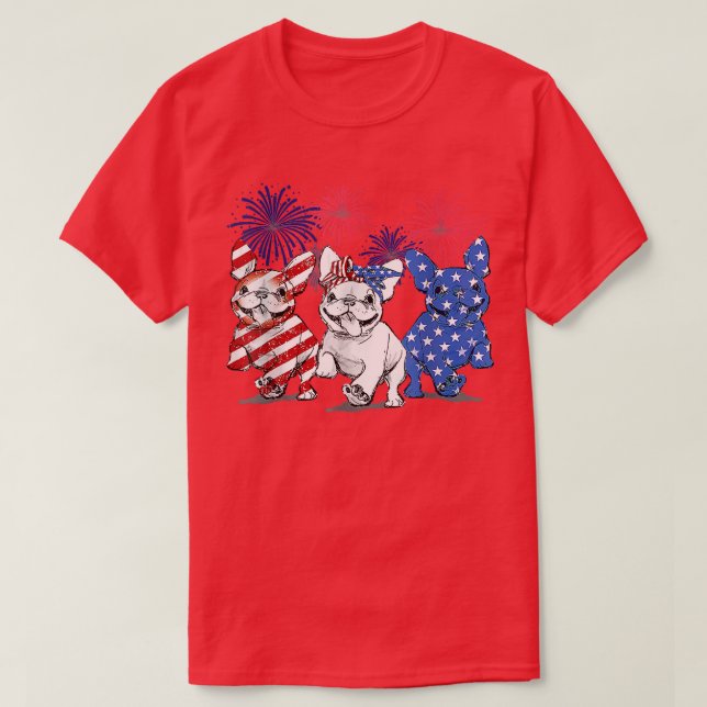 Fransk Bulldog American Flagga Frenchie 4 juli T Shirt (Design framsida)