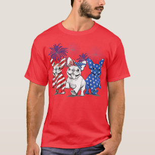 Fransk Bulldog American Flagga Frenchie 4 juli T Shirt
