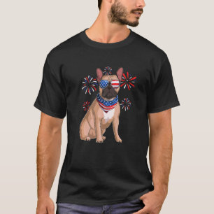 Fransk Bulldog American USA flagga 4:e juli Manar  T Shirt