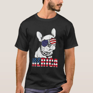 Fransk Bulldog American USA flagga Merica 4:e Jul T Shirt