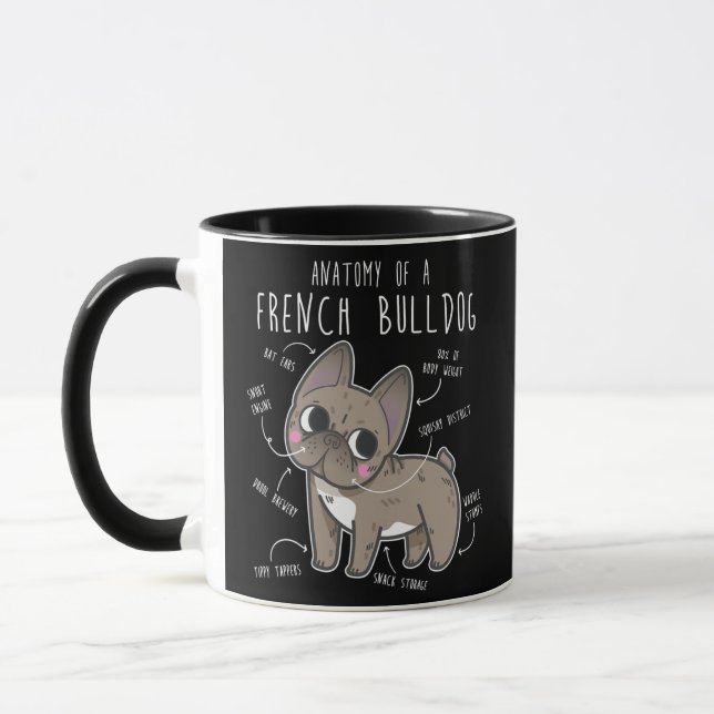 Fransk Bulldog Anatomy Cute Funny Pet Frenchie Mugg (Vänster)