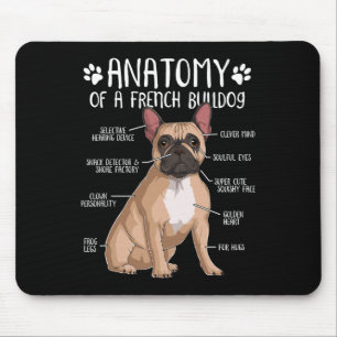 Fransk Bulldog Anatomy Frenchie Hund älskare Owner Musmatta