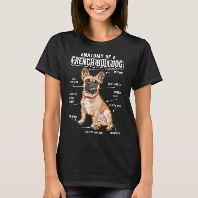Fransk Bulldog Anatomy Rolig hund T Shirt (Framsida)