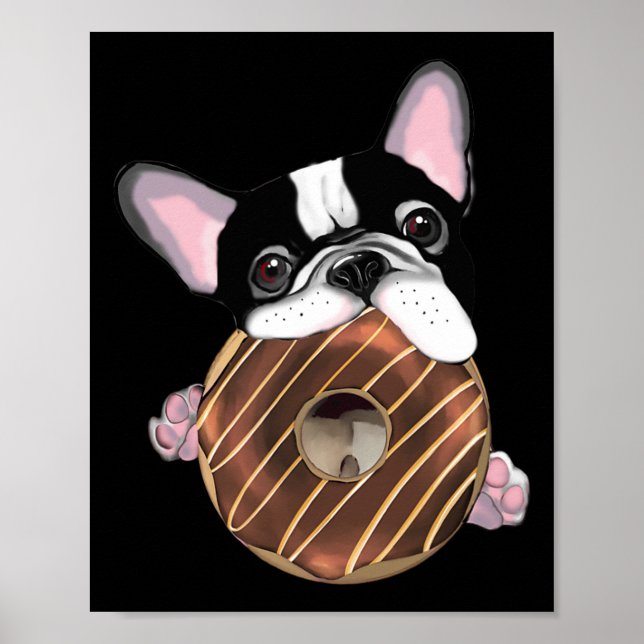Fransk Bulldog and Chocolate Donut Poster (Framsidan)