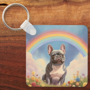 Fransk Bulldog Anpassningsbar Hund Namn Rainbow Fr Nyckelring