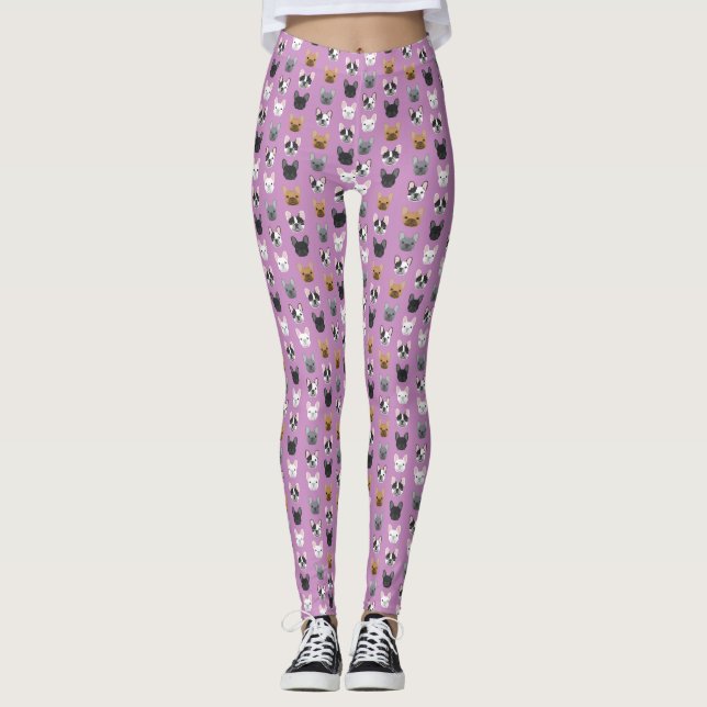 Fransk Bulldog ansikte leggings (Framsida)