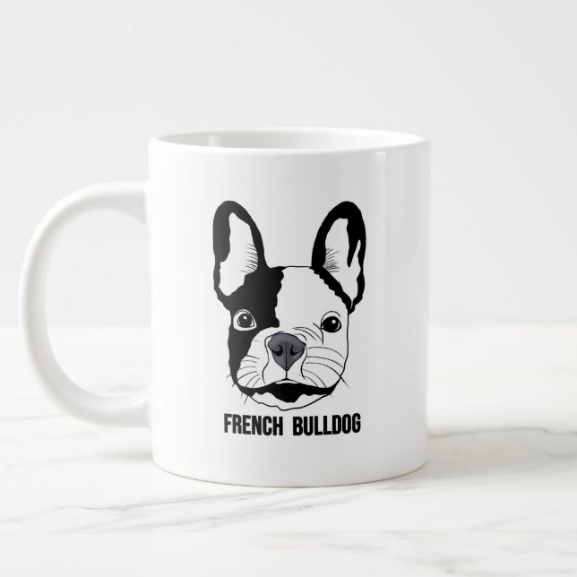 Fransk Bulldog ansikte på  Jumbo Mugg (Vänster)