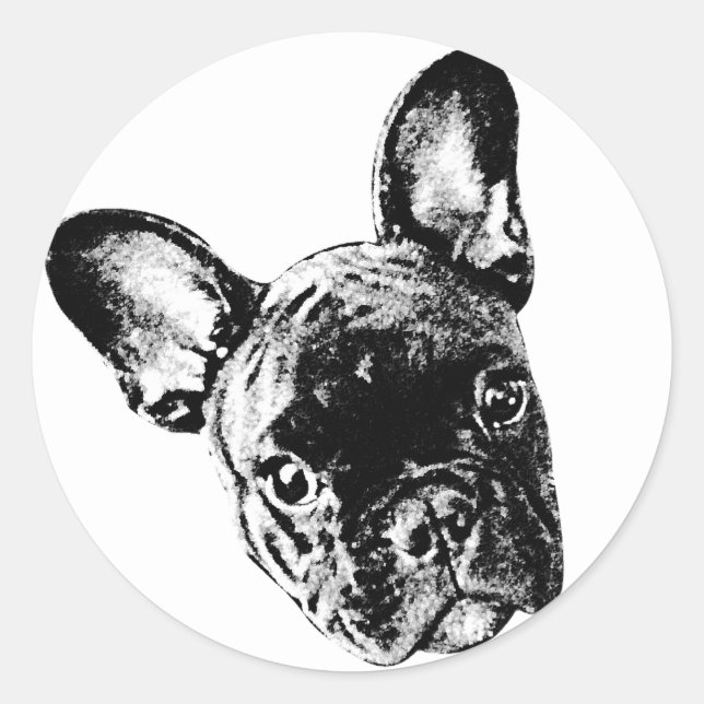 Fransk Bulldog Ansikte Runt Klistermärke (Framsida)