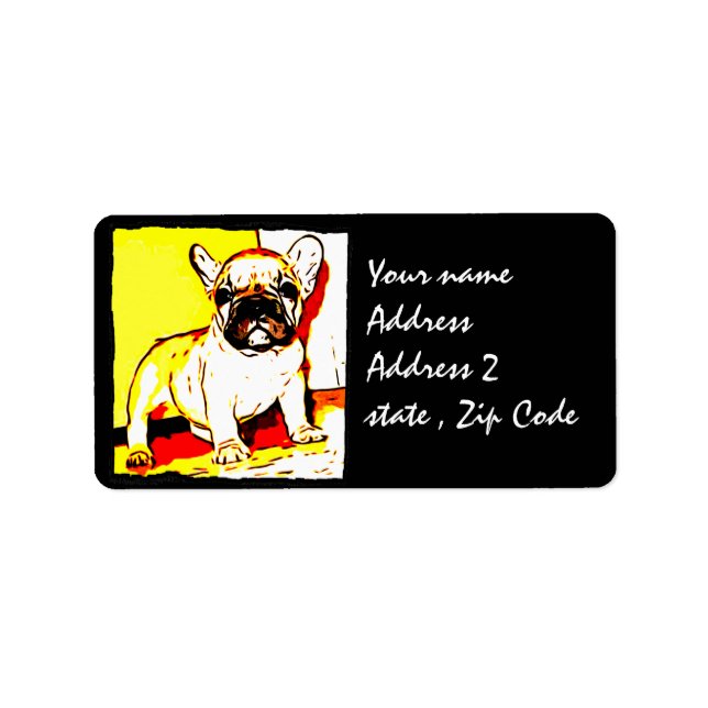 Fransk Bulldog Art Adressetikett (Framsidan)