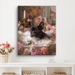 Fransk Bulldog Art | Frenchie i Bathtub Bathroom Canvastryck<br><div class="desc">Fransk Bulldog-konst med en lekfull Fransk Bulldog som njuter av en avslappnande fullt av bubblor och vackra blommor. Den här charmerande teckningen ger ditt space en aning värme och personlighet,  skapar att det känns mer inbjudande och glatt.</div>