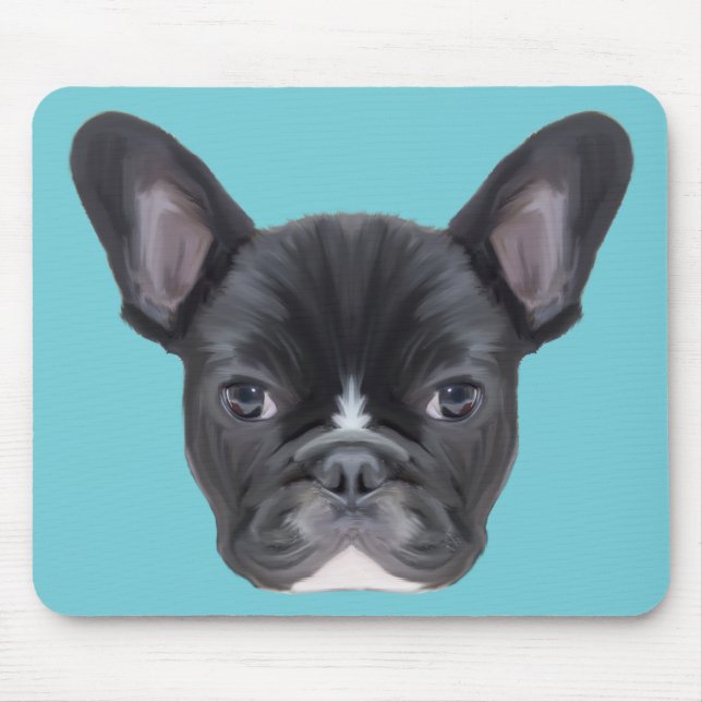 Fransk Bulldog Art Porträtt Musmatta (Framsidan)
