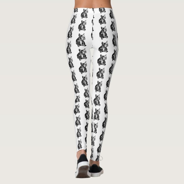 Fransk Bulldog Art Teckning Leggings (Baksida)