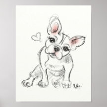 Fransk bulldog Art-utskrift | Snabbskiss