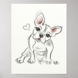 Fransk bulldog Art-utskrift | Snabbskiss Poster