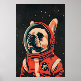 Fransk Bulldog Astronaut Affisch, Fransk Bulldog Poster