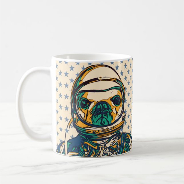 Fransk Bulldog Astronaut Mugg (Vänster)
