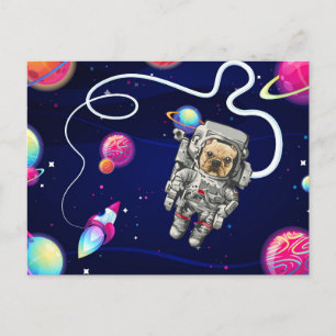 Fransk Bulldog Astronaut Space Explorer Vykort