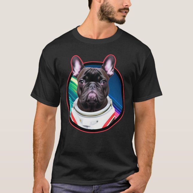 Fransk Bulldog Astronaut Space Frenchies Hund älsk T Shirt (Framsida)