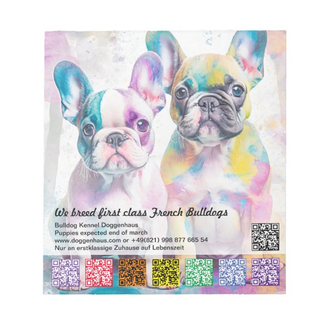 Fransk Bulldog Avrivbar flygblad block Antecknings (Framsida)
