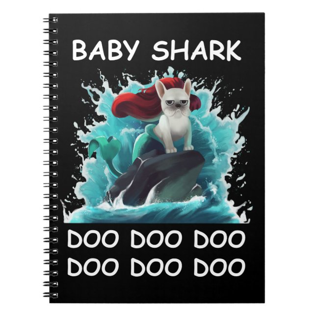 Fransk Bulldog | Baby Shark Doo Doo Doo Doo Anteckningsbok (Framsidan)