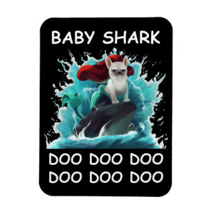 Fransk Bulldog Baby Shark Doo Doo Doo Doo Magnet