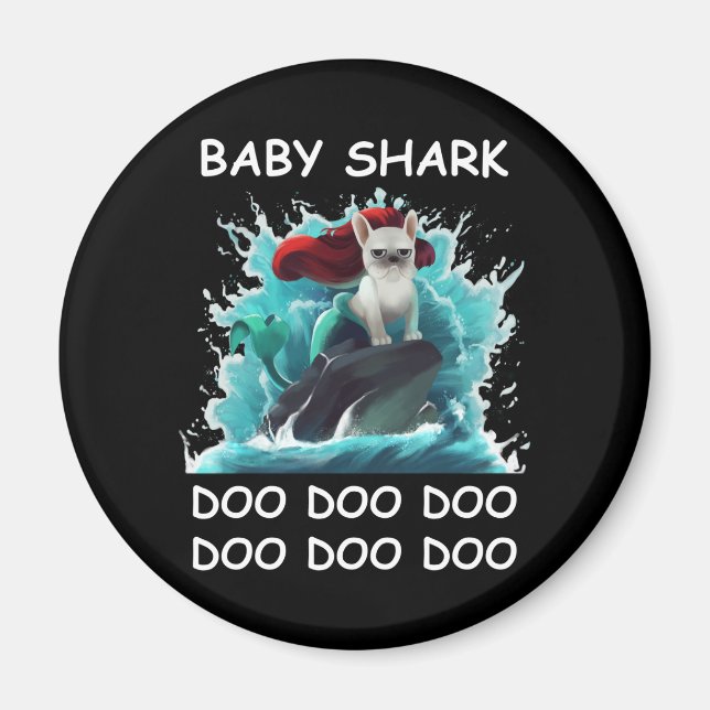 Fransk Bulldog | Baby Shark Doo Doo Doo Doo Magnet (Framsidan)