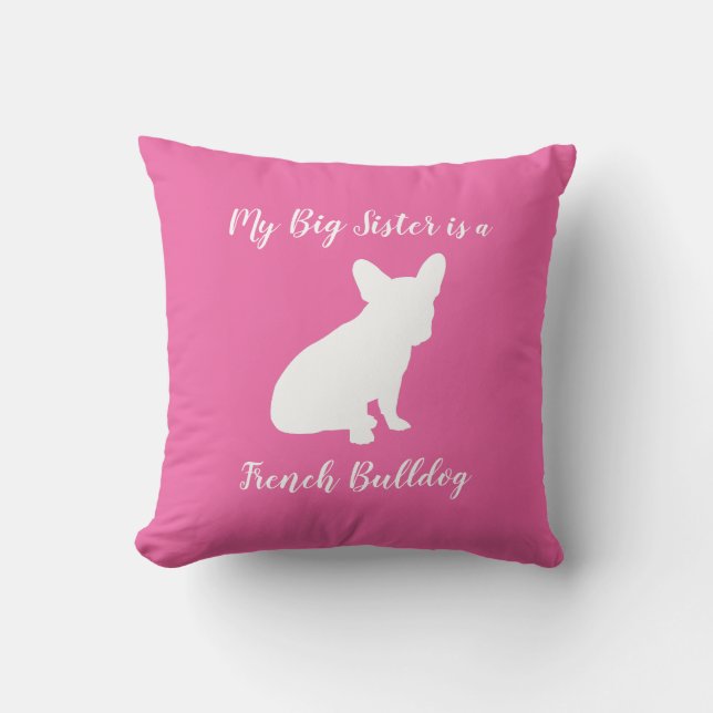Fransk Bulldog Baby Shower Frenchie Rosa Kudde (Framsida)