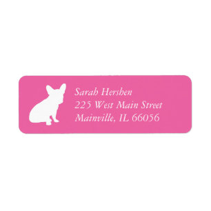 Fransk Bulldog Baby Shower Frenchie Rosa Returadress Etikett