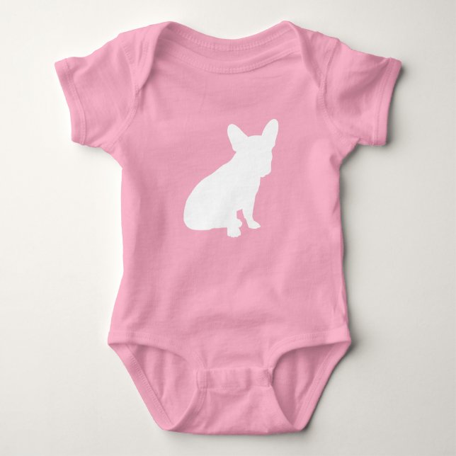 Fransk Bulldog Baby Shower Frenchie Rosa T Shirt (Framsida)