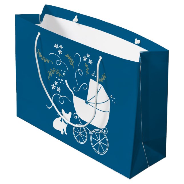 Fransk Bulldog Baby Shower Frenchy Frenchie Blue (Baksidan Vinklad)